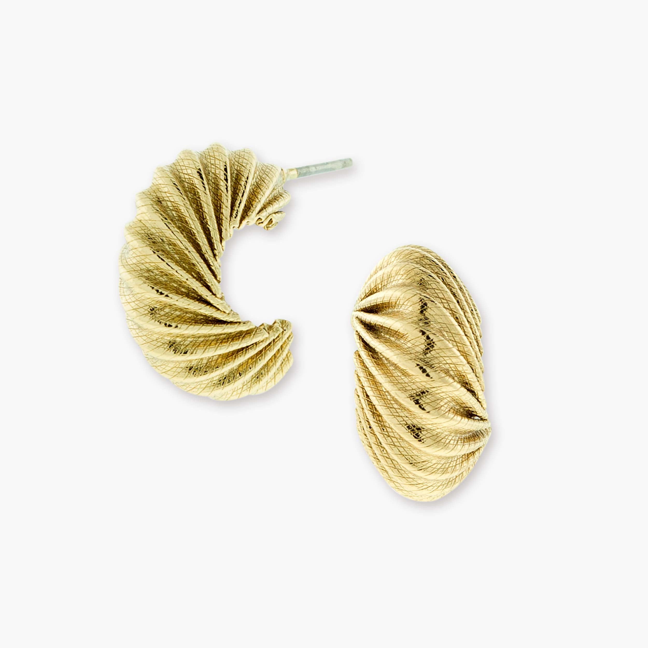 Stylish Gold Polish Diamond Studded Half Bali/ Hoop Earrings